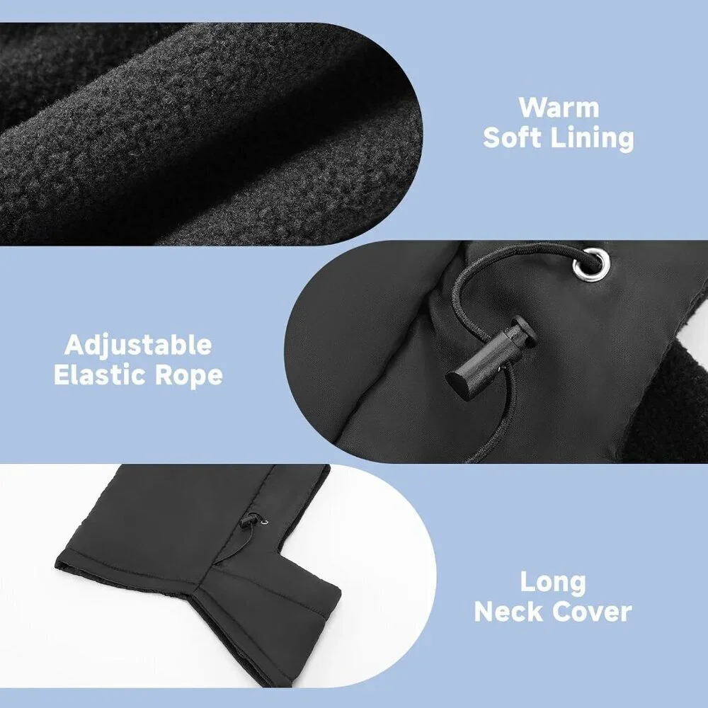 Men's Black Lining Windproof Adjustable Winter Cold Weather Ski Face Mask